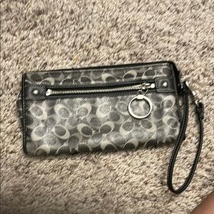 Coach Black and Gray Signature Wristlet